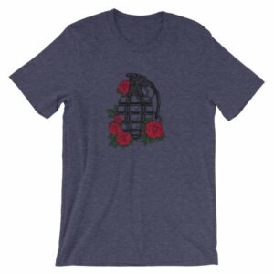 Grenade and Roses - Vintage Hand Grenade Tattoo Art T-Shirt - Image 6