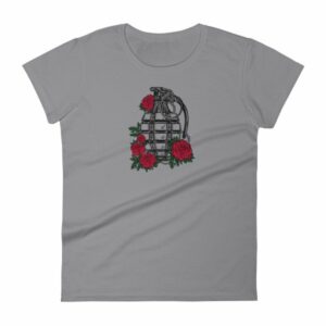 Grenade and Roses - Vintage Hand Grenade Tattoo Art Women's T-Shirt