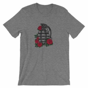 Grenade and Roses - Vintage Hand Grenade Tattoo Art T-Shirt