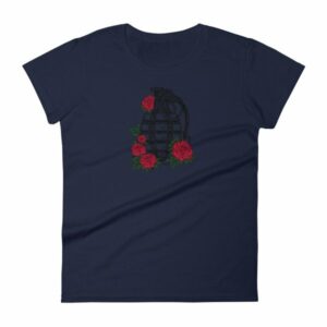 Grenade and Roses - Vintage Hand Grenade Tattoo Art Women's T-Shirt - Image 5