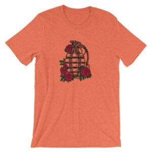 Grenade and Roses - Vintage Hand Grenade Tattoo Art T-Shirt - Image 15