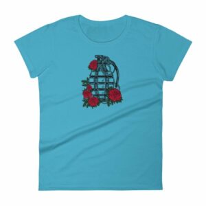 Grenade and Roses - Vintage Hand Grenade Tattoo Art Women's T-Shirt - Image 13