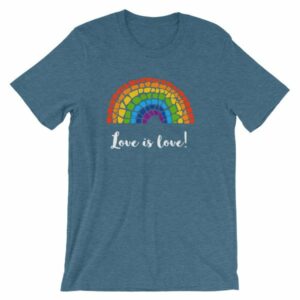 Pride Love is Love Mosaic Rainbow Pride Month T-Shirt - Image 3