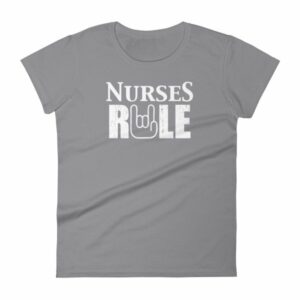Nurses Rule Rock On Hand Nurse Support Women's T-Shirt - Image 5