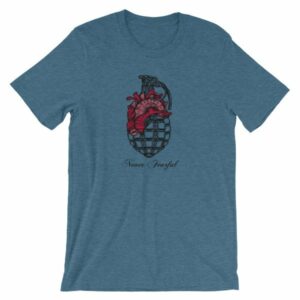 Never Fearful Heart Hand Grenade Retro Art T-Shirt - Image 2