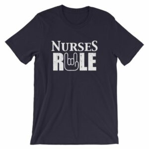 Nurses Rule Rock On Hand Nurse Support T-Shirt - Image 5