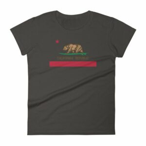 California Republic Surfing Bear State Flag Women's T-Shirt - Image 3