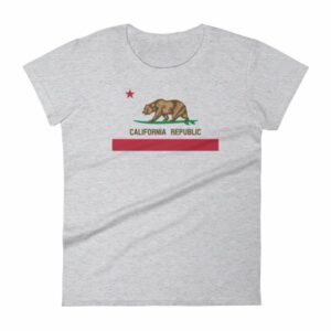 California Republic Surfing Bear State Flag Women's T-Shirt - Image 8