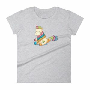 Cute Unicorn Farting Rainbow Clouds Funny Unicorn Women's T-Shirt - Image 8