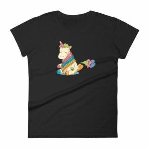 Cute Unicorn Farting Rainbow Clouds Funny Unicorn Women's T-Shirt - Image 3