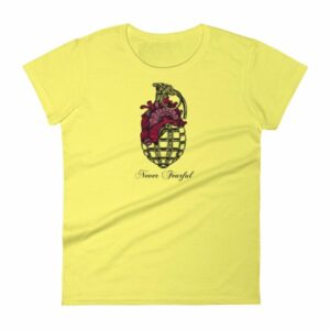 Never Fearful Heart Hand Grenade Retro Art Women's T-Shirt - Image 13