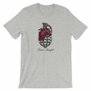 Never Fearful Heart Hand Grenade Retro Art T-Shirt - Image 11