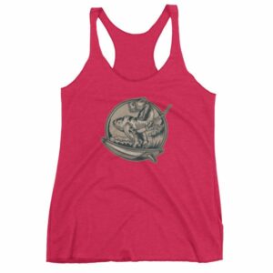 Surfing T-Rex Cool Surfing Dinosaur Women's tank top - Image 13