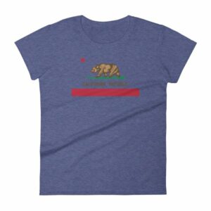 California Republic Surfing Bear State Flag Women's T-Shirt - Image 7