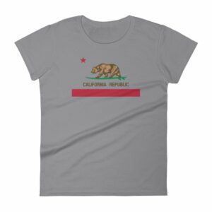 California Republic Surfing Bear State Flag Women's T-Shirt - Image 6