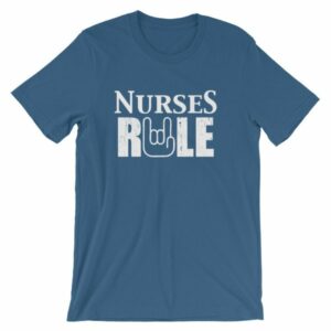 Nurses Rule Rock On Hand Nurse Support T-Shirt - Image 9