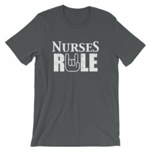 Nurses Rule Rock On Hand Nurse Support T-Shirt - Image 4