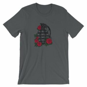 Grenade and Roses - Vintage Hand Grenade Tattoo Art T-Shirt - Image 8