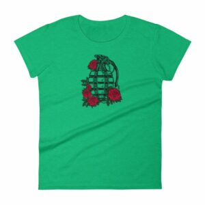 Grenade and Roses - Vintage Hand Grenade Tattoo Art Women's T-Shirt - Image 10