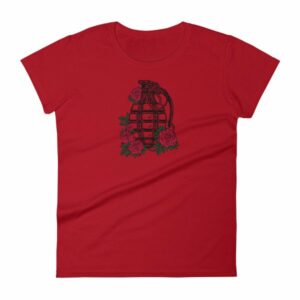Grenade and Roses - Vintage Hand Grenade Tattoo Art Women's T-Shirt - Image 17