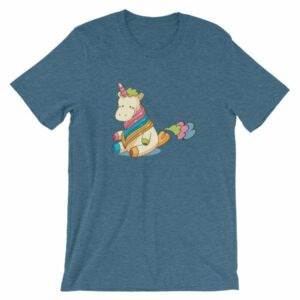 Cute Unicorn Farting Rainbow Clouds Funny Unicorn T-Shirt - Image 3