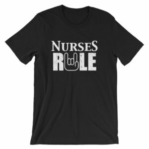 Nurses Rule Rock On Hand Nurse Support T-Shirt