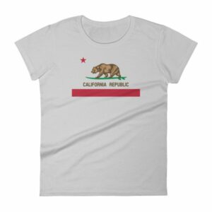 California Republic Surfing Bear State Flag Women's T-Shirt - Image 12