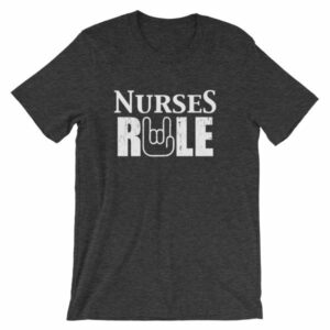 Nurses Rule Rock On Hand Nurse Support T-Shirt - Image 6