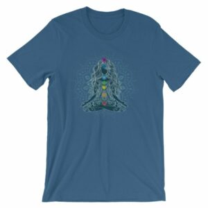 Meditating Lotus Asana Seven Chakras Meditation Yoga T-Shirt - Image 9
