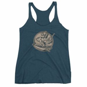 Surfing T-Rex Cool Surfing Dinosaur Women's tank top - Image 3
