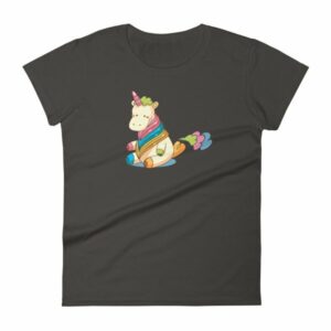 Cute Unicorn Farting Rainbow Clouds Funny Unicorn Women's T-Shirt - Image 4