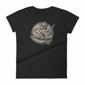 Surfing T-Rex Cool Surfing Dinosaur Women's T-Shirt