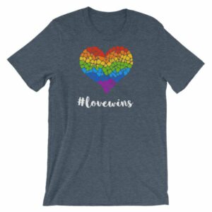 Pride Hashtag Love Wins Mosaic Rainbow Heart Pride T-Shirt - Image 10