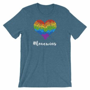 Pride Hashtag Love Wins Mosaic Rainbow Heart Pride T-Shirt - Image 3