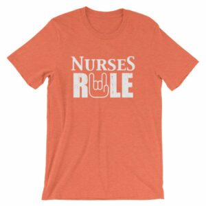 Nurses Rule Rock On Hand Nurse Support T-Shirt - Image 12