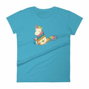 Cute Unicorn Farting Rainbow Clouds Funny Unicorn Women's T-Shirt - Image 14
