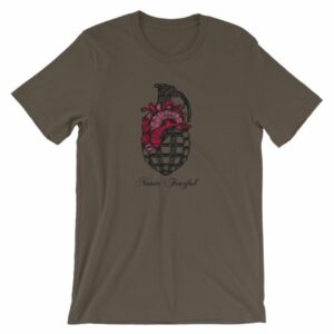 Never Fearful Heart Hand Grenade Retro Art T-Shirt - Image 8