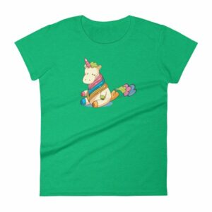 Cute Unicorn Farting Rainbow Clouds Funny Unicorn Women's T-Shirt - Image 11