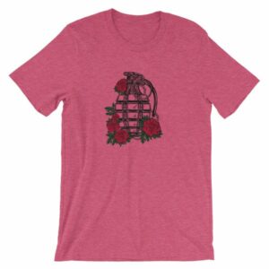 Grenade and Roses - Vintage Hand Grenade Tattoo Art T-Shirt - Image 17