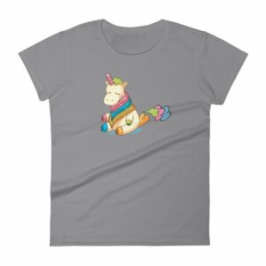 Cute Unicorn Farting Rainbow Clouds Funny Unicorn Women's T-Shirt - Image 6
