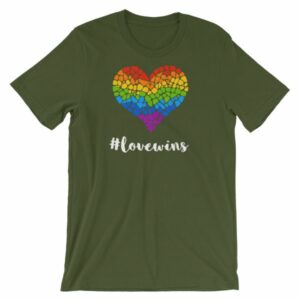 Pride Hashtag Love Wins Mosaic Rainbow Heart Pride T-Shirt - Image 6
