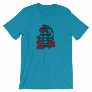 Grenade and Roses - Vintage Hand Grenade Tattoo Art T-Shirt - Image 14
