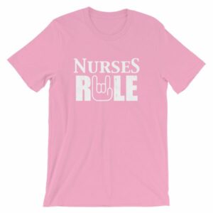 Nurses Rule Rock On Hand Nurse Support T-Shirt - Image 14
