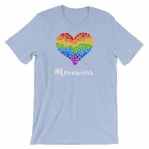 Pride Hashtag Love Wins Mosaic Rainbow Heart Pride T-Shirt - Image 13