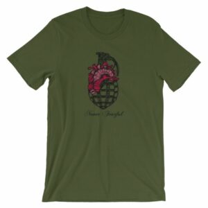 Never Fearful Heart Hand Grenade Retro Art T-Shirt - Image 5