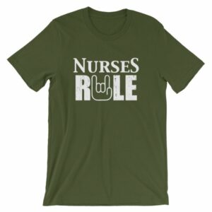 Nurses Rule Rock On Hand Nurse Support T-Shirt - Image 3