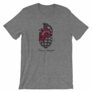 Never Fearful Heart Hand Grenade Retro Art T-Shirt - Image 10