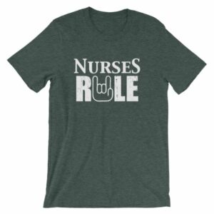 Nurses Rule Rock On Hand Nurse Support T-Shirt - Image 2