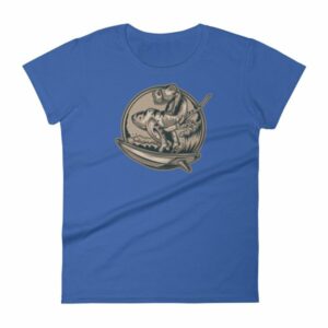 Surfing T-Rex Cool Surfing Dinosaur Women's T-Shirt - Image 9