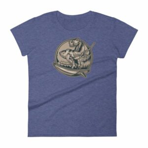 Surfing T-Rex Cool Surfing Dinosaur Women's T-Shirt - Image 6
